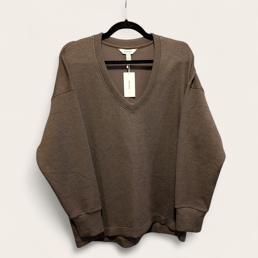 SPANX Women's Brushed ae Tunic V-Neck Sweatshirt Large